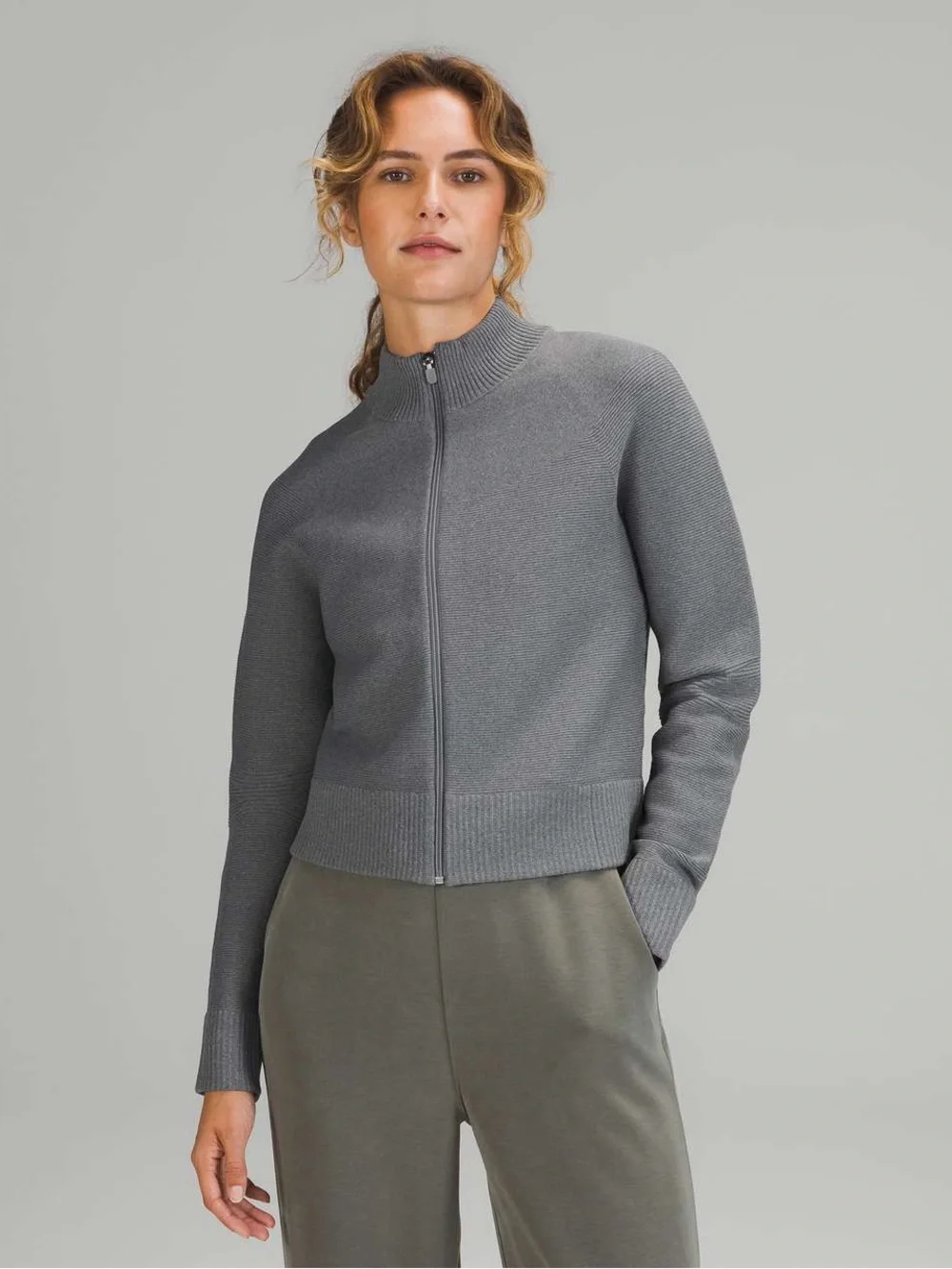 lululemon athletica all-around full zip sweater | rhino grey